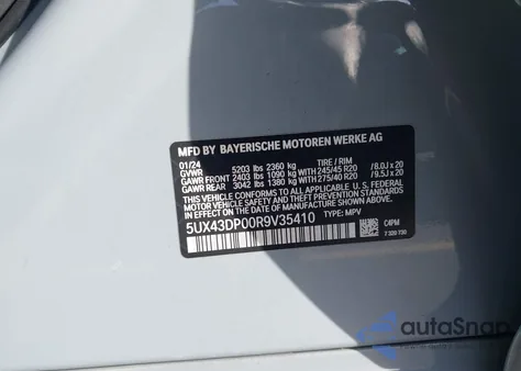 2024 BMW X3 Sdrive30I from USA, damaged, VIN 5UX43DP00R9V35410